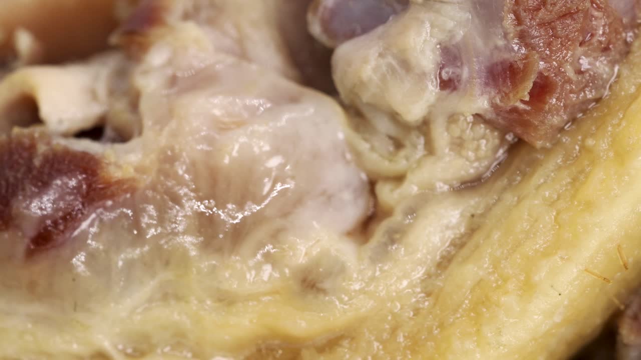 삶은 돼지고기 햄 클로즈업 매크로 샷 회전