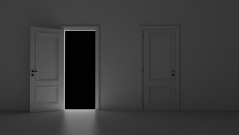 open door in dark room with alpha channel