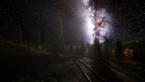 the milky way above the railway and forest