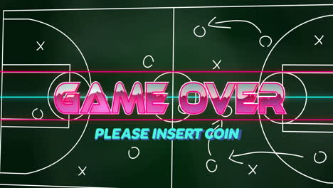 juego sobre texto animación sobre estrategia de fútbol pizarra con por favor insertar moneda