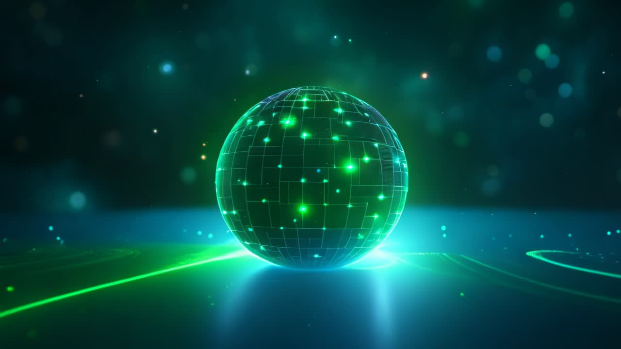 Abstract Glowing Sphere of Digital Network