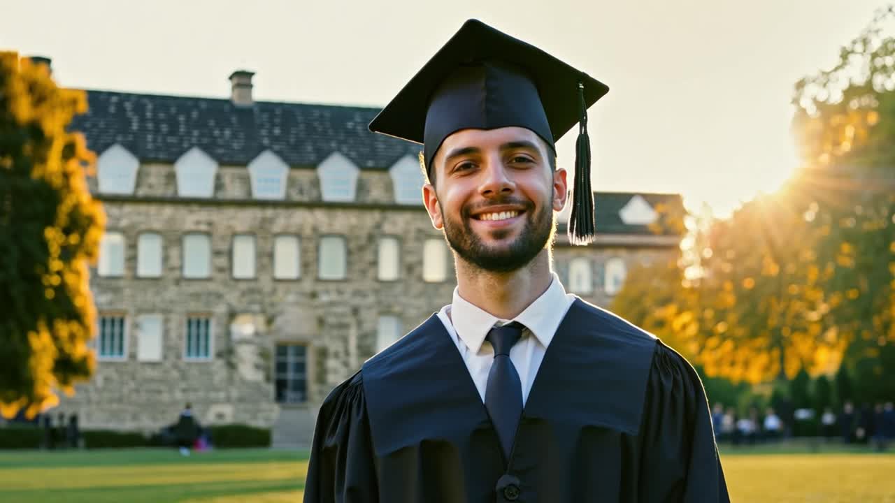 Graduation photo of a student on campus
