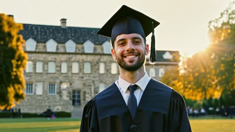 graduation photo of a student on campus
