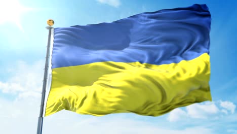 bandera de ucrania bucle sin costuras vídeo de renderización 3d. hermoso bucle de tela textil agitando