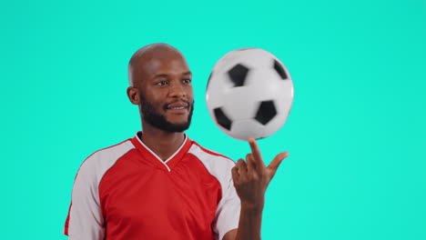 Soccer-ball,-balance-and-face-of-black-man