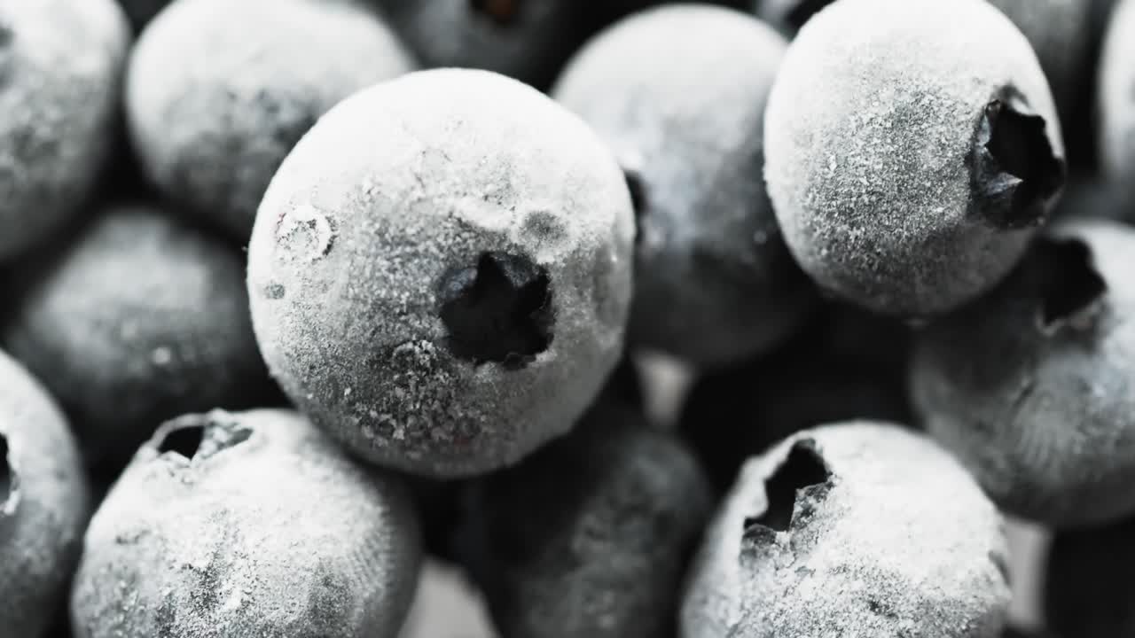 복사 공간과 함께 블루베리의 클로즈업의 마이크로 비디오