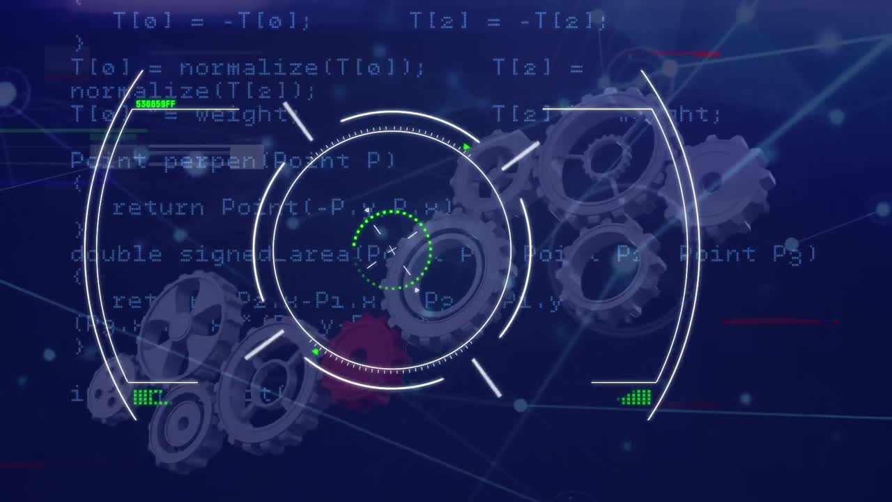 animación de escaneo de alcance y procesamiento de datos sobre una oficina vacía
