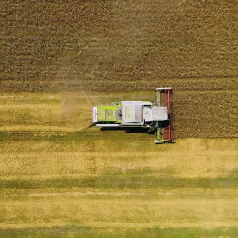 top view of working combine