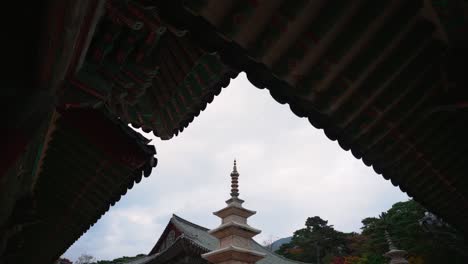 gyeongju, south korea - nov 2021: tourist visit to bulguksa temple in gueongju, south korea. bulguksa temple is a unesco world heritage site.