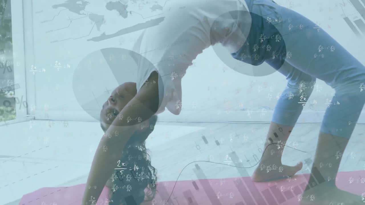 혼성 인종 여성 운동에 대한 데이터와 통계가 있는 그래프의 애니메이션