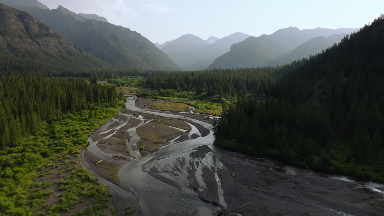 Scenic aerial view of Sunlight-Basin Wyoming landscape in golden sunlight