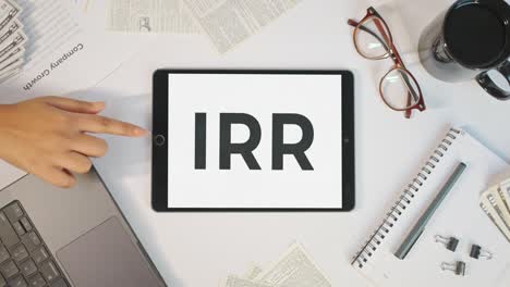 irr displaying on a tablet screen
