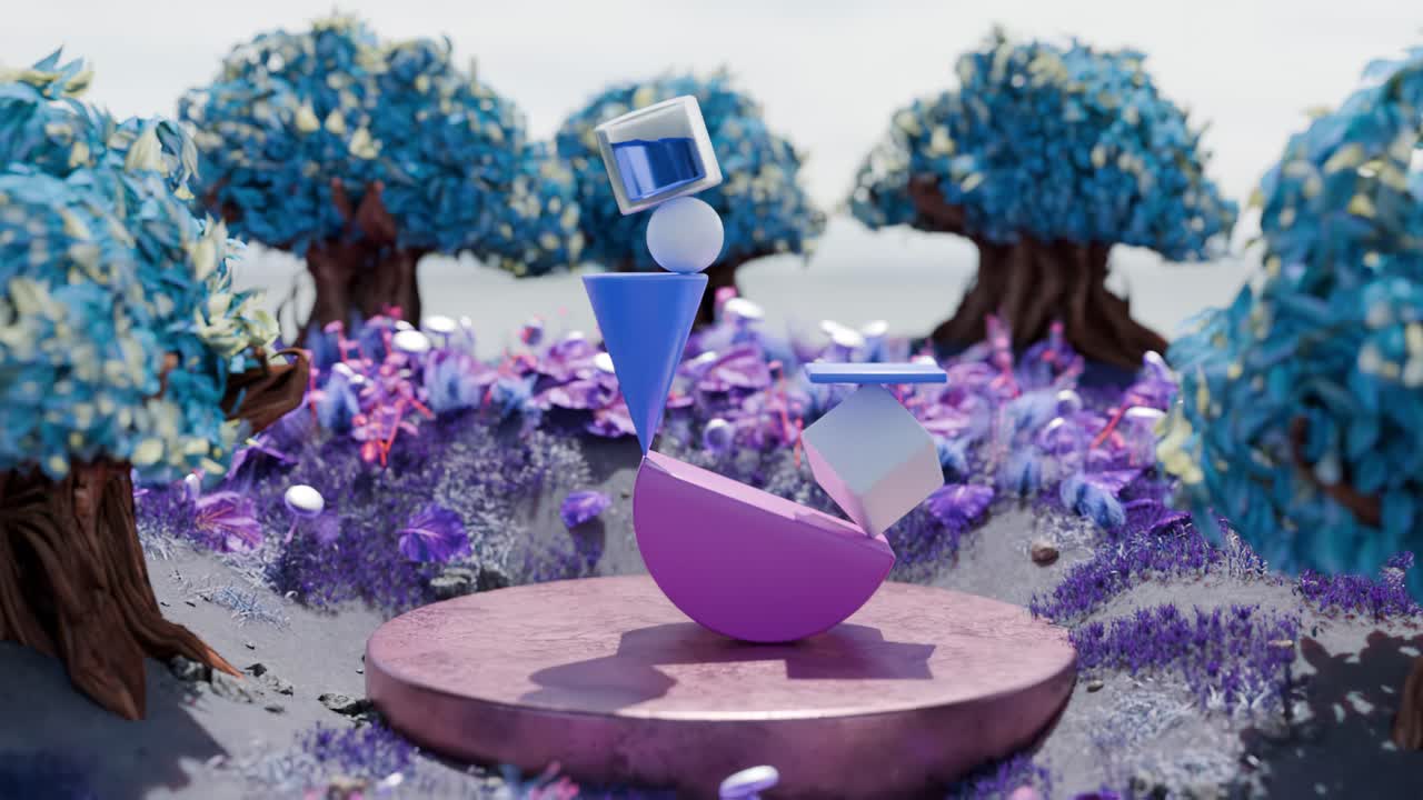 파스텔 숲의 추상적인 기하학적 모양