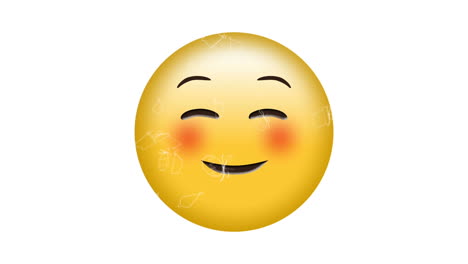 animación del icono de emoji feliz a través de la red de conexiones
