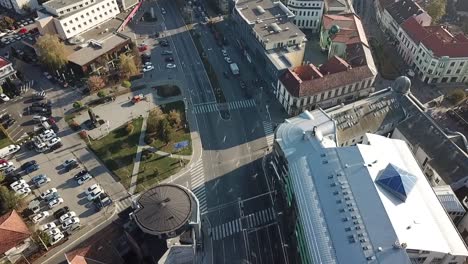 Aerial-shot-of-city-in-Europe