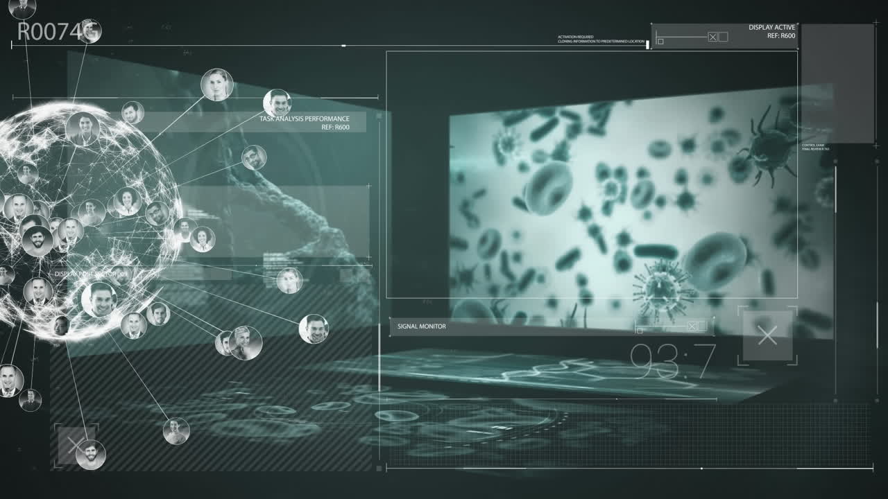 검은색 배경에 있는 데이터 처리에 대한 지구의 애니메이션