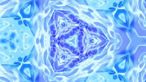 animación en bucle liso de 3d abstracto forma mate suave como flor o mandala, estructura simétrica de material de terciopelo púrpura azul intercalado con pañuelos, cambia de forma suavemente cíclica. gradiente