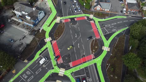 aerial view vehicles travelling st helens cyclops innovative traffic optimisation junction intersection, england