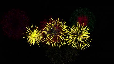 animation of colourful christmas and new year fireworks exploding in night sky