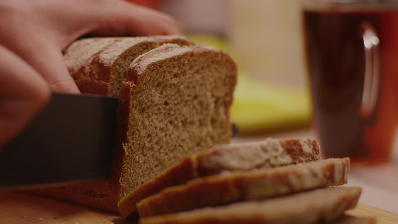 Slicing a loaf of bread