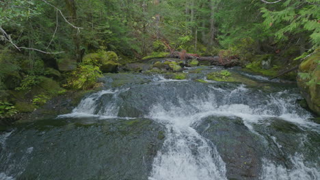 water from falls creek in gifford pinchot national forest, washington state, rushes over bedrock on way to falls creek waterfall.