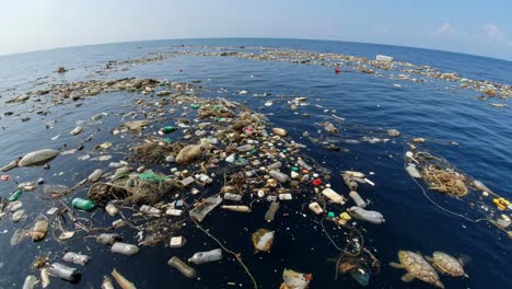 massive plastic pollution in ocean captured from above shows the urgent need for environmental action and awareness in 2023