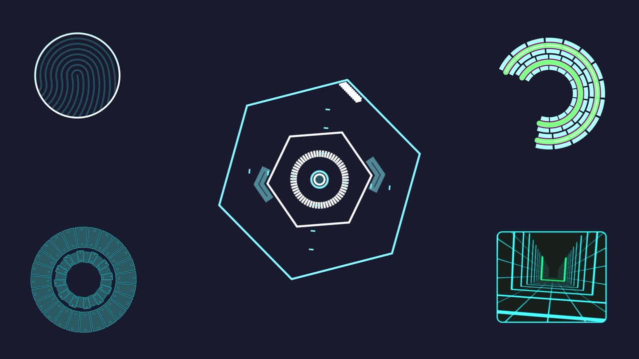 미래의 hud 인터페이스 요소를 움직이는 추상적인 애니메이션