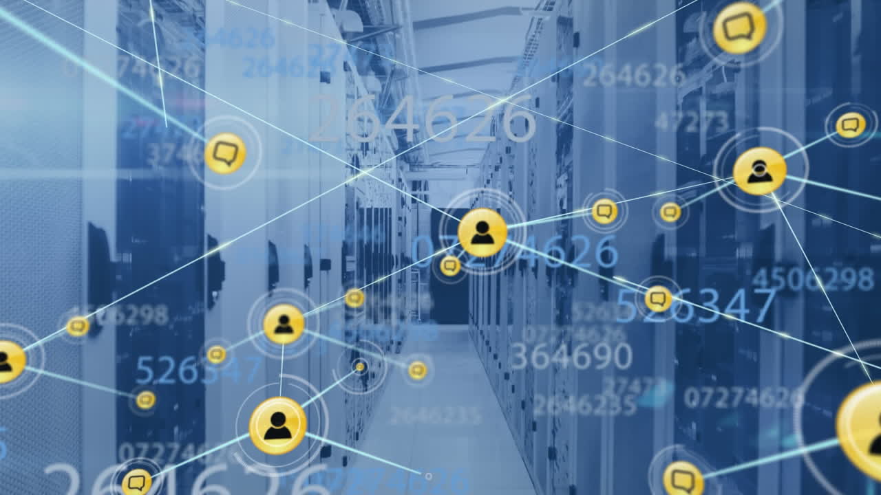 animación de la red de conexiones a través de servidores informáticos