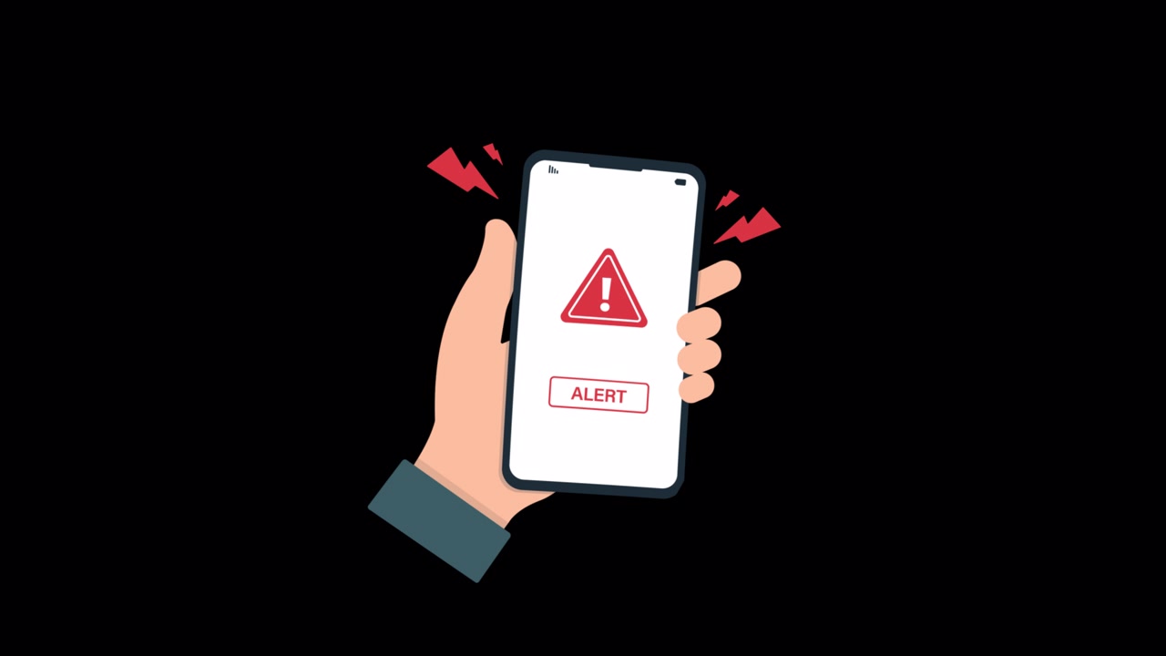 Hand Holding Smartphone Displaying Urgent Alert Notification