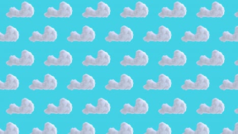 fondo de bucle sin costuras con nubes blancas aisladas en color azul. elemento de arte 3d realista en el estilo moderno de stop motion. diseño gráfico abstracto minimalista. animación de dibujos animados de moda.