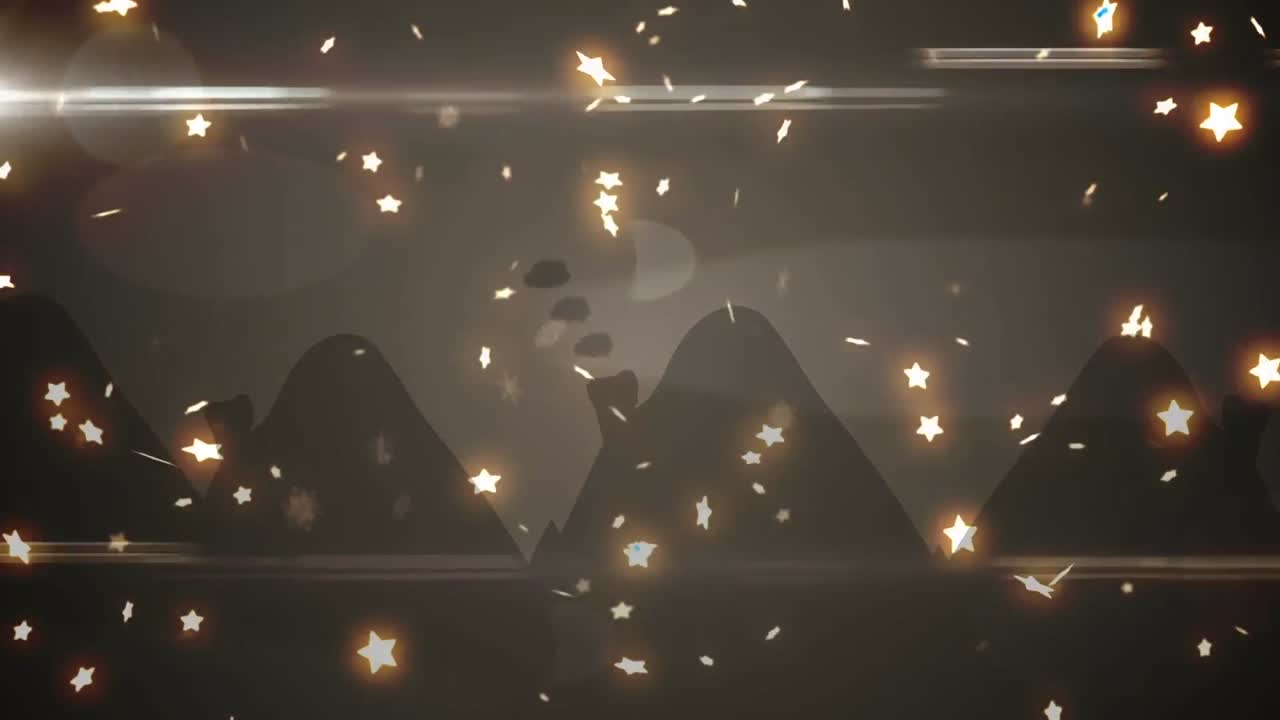 갈색 배경에 크리스마스 장식 위에 떨어지는 크리스마스 별의 애니메이션