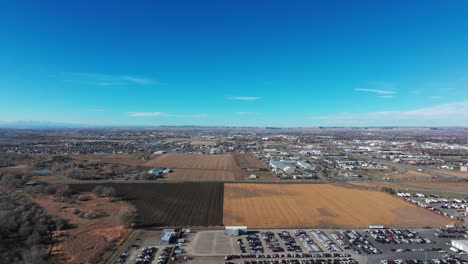 Drone-aerial-view-of-Billings-Montana-on-a-sunny-day-in-November