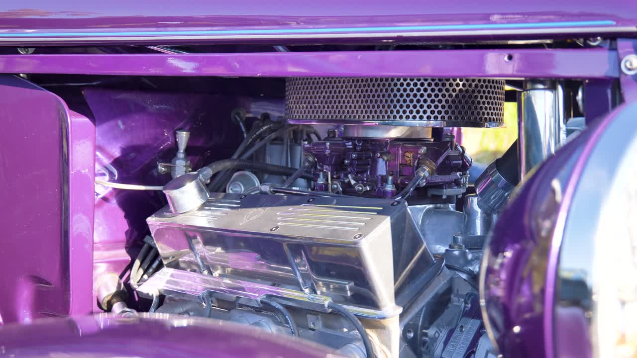 Motore V8 Cromato di Muscle Car Hot Rod, Auto Americana, Auto d'Epoca