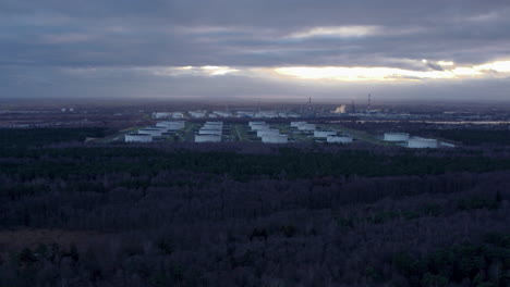 aerial view of pern industrial plant and fuel storage tanks in krakowiec-gorki zachodnie, gdansk, poland