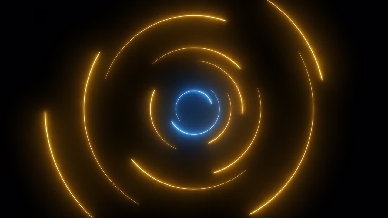 círculo de neón azul y amarillo para el fondo tecnológico