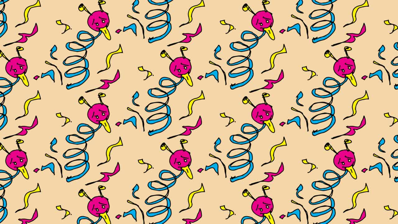 kids drawing pop art seamless background with theme of surprise doll