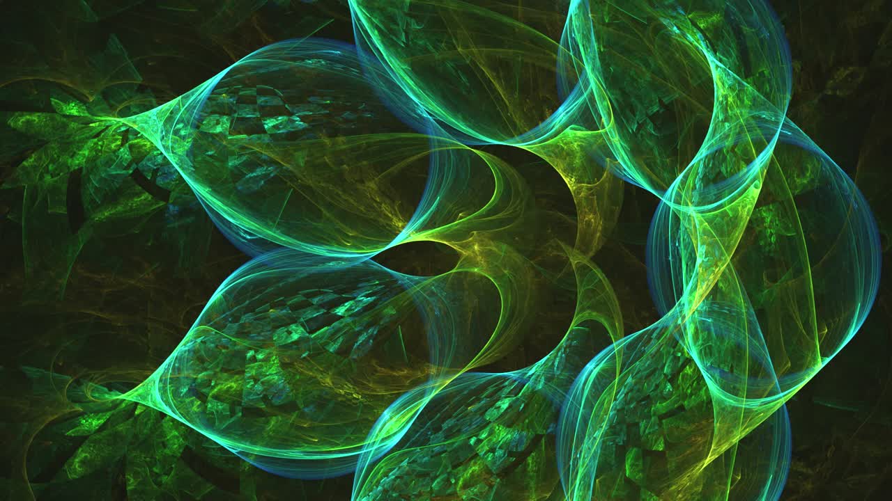 extraña dimensión cosmos de ensueño, extrañas formas interminables en bucle en hermosos e intrincados colores verde mar