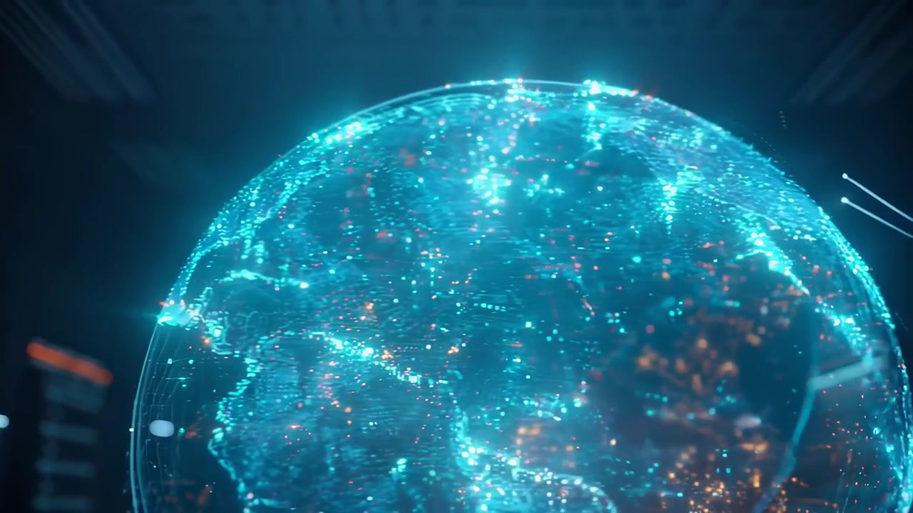 Futuristic Holographic Globe with Glowing Data Connections