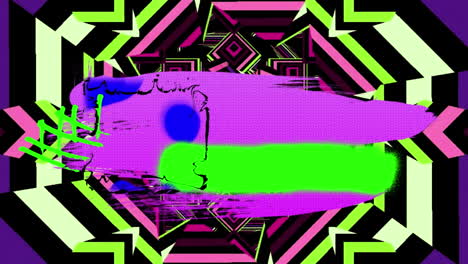 animación de formas caleidoscópicas y gráficos en movimiento brillantes sobre un fondo negro