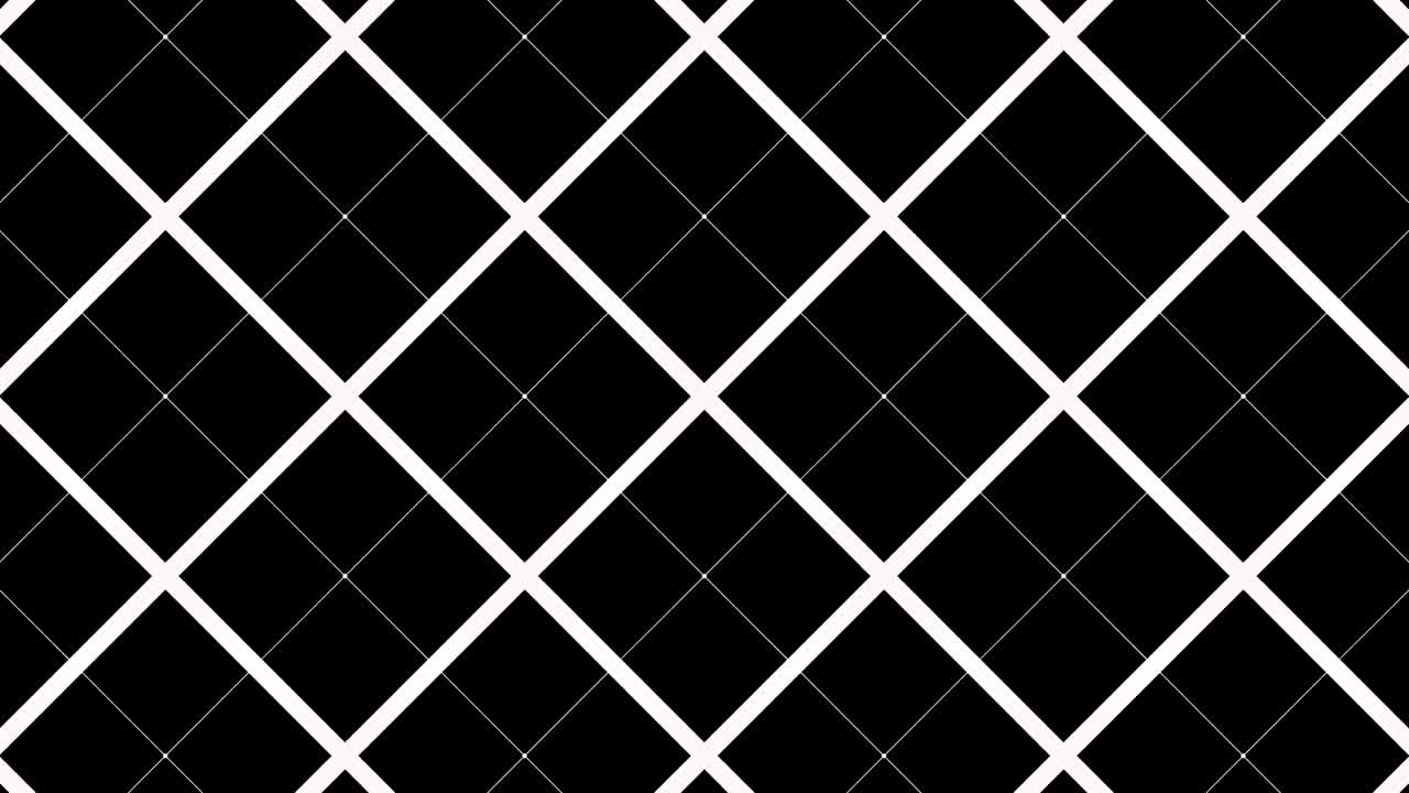 patrón gráfico en blanco y negro con efecto estroboscópico e hipnótico, mientras aumenta en tamaño y luego lo reduce.