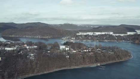 drone aerial views of the keller national park in winter