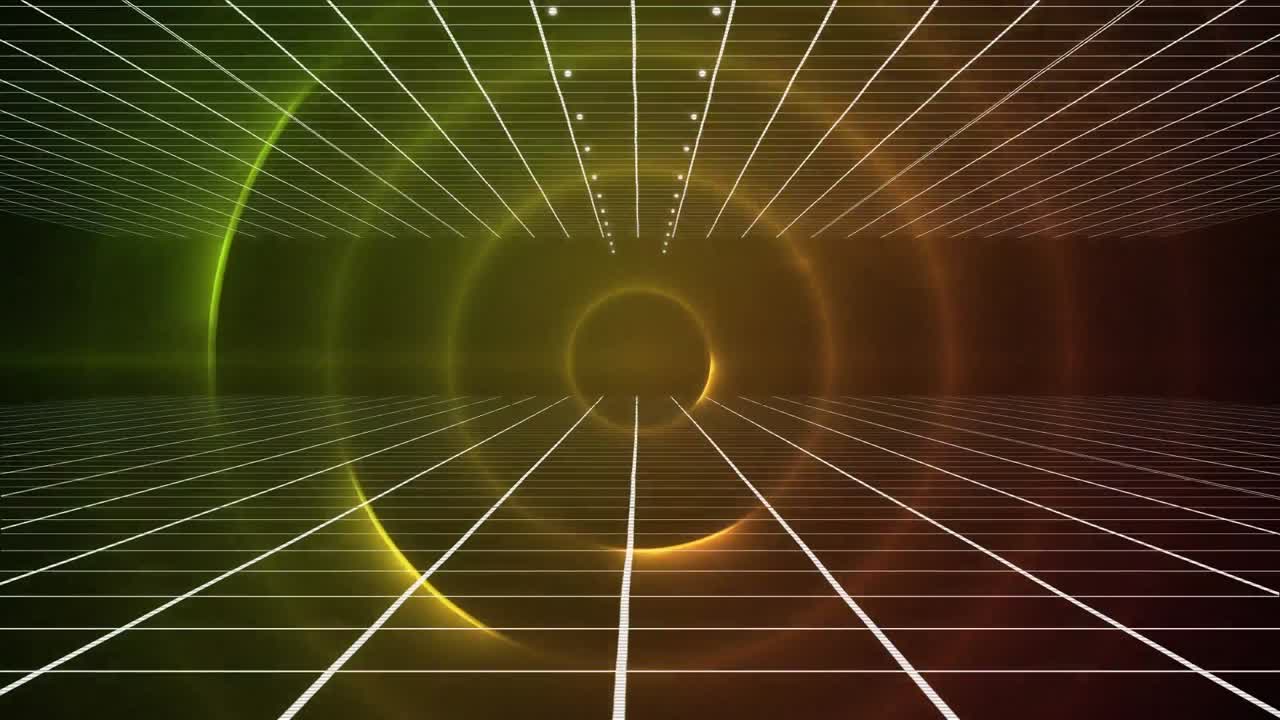 animación de círculos brillantes en un espacio colorido