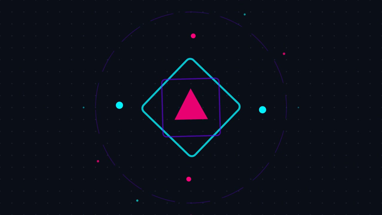 Abstract Motion Graphic of Rotating Geometric Shapes and Play Icon