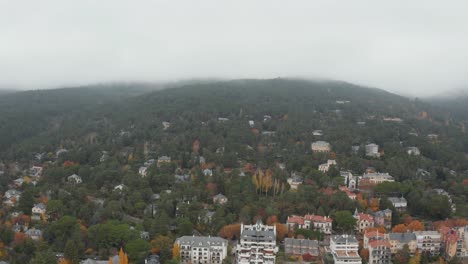 Aerial-view-on-a-cloudy-hill-town-in-Spain