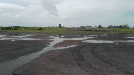 close up of the pitch lake in la brea trinidad