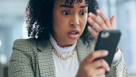 business woman, bad news and phone notification