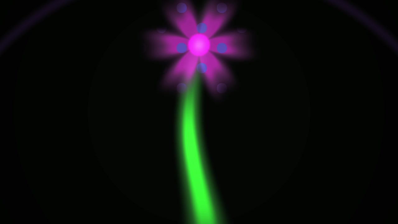Animazione astratta di fiore luminoso con effetti di luce pulsante