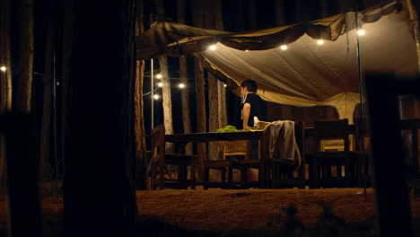 camping night in the forest