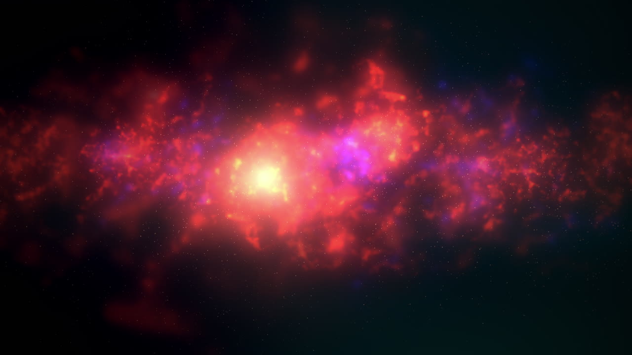 은하계와 모션 카메라가 흐린 영화적 배경