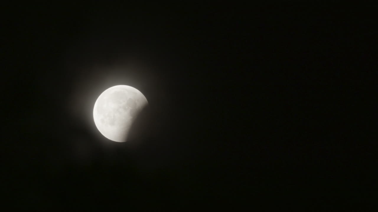 Timelapse of the end of the Total Lunar Eclipse on March 14th, 2025, the moon passes behind tree branches